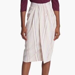 NWT MM. LAFLEUR Sz 12 Twill Stripe Ivory/Red Skirt
